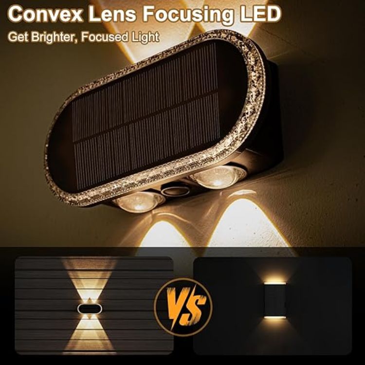 Picture of ELLASAY Solar Fence Lights, Minimalist Design, Solar Up and Down Garden Lights - IP65 Waterproof and 3 Colour Modes for Patio, Yard, Pool, Porch, Backyard Decorations,[Energy Class F]