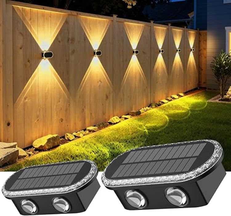 Picture of ELLASAY Solar Fence Lights, Minimalist Design, Solar Up and Down Garden Lights - IP65 Waterproof and 3 Colour Modes for Patio, Yard, Pool, Porch, Backyard Decorations,[Energy Class F]