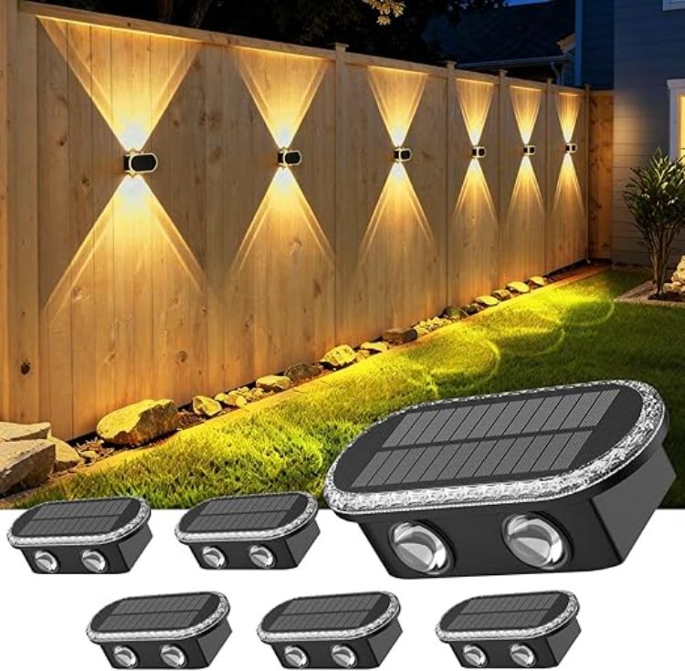 Picture of ELLASAY Solar Fence Lights, Minimalist Design, Solar Up and Down Garden Lights - IP65 Waterproof and 3 Colour Modes for Patio, Yard, Pool, Porch, Backyard Decorations,[Energy Class F]