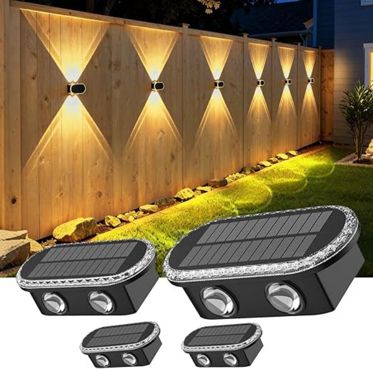 Picture of ELLASAY Solar Fence Lights, Minimalist Design, Solar Up and Down Garden Lights - IP65 Waterproof and 3 Colour Modes for Patio, Yard, Pool, Porch, Backyard Decorations,[Energy Class F]