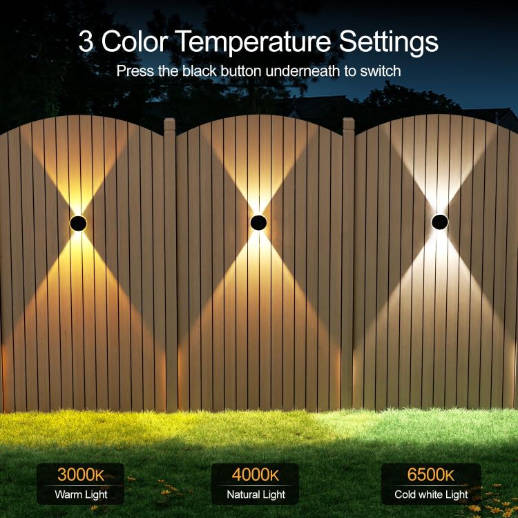 Picture of ELLASAY Solar Up and Down Lights Outdoor: 2-Pack Round Solar Wall Lights with Soft Dual LED Lighting, IP65 Waterproof, 3 Colour Modes for Fence/Patio/Garden Decorative Lighting [Energy Class F]