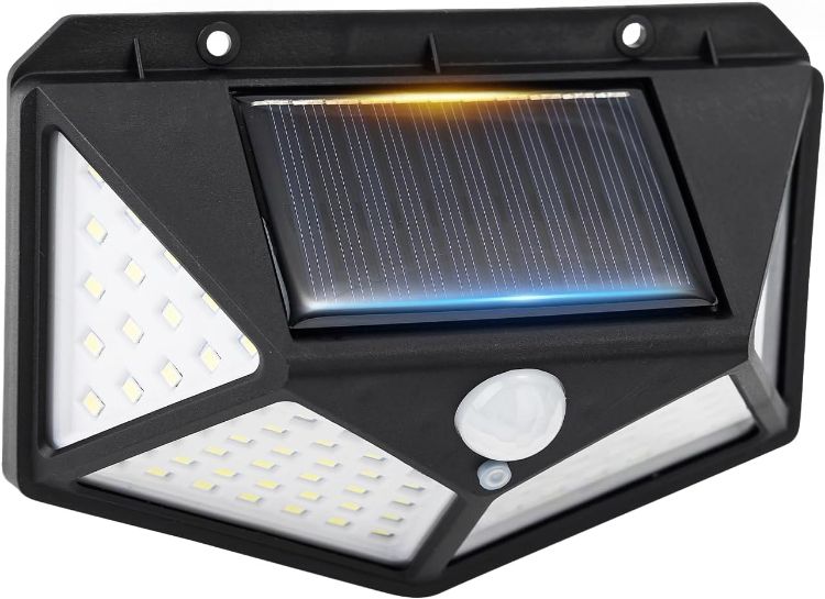 Picture of GRIFEMA Solar Security Lights with Motion Sensor | 100 LEDs, 3 Modes, 270 Degree Wide Angle, IP65, 800mAh Battery, Waterproof Solar Wall Lights for Outdoor Garden
