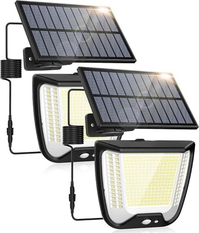 Picture of Outdoor Solar Powered Security Lights - 288 LED Solar Outdoor Garden Flood Light 3 Motion Sensor Mode Outside Solar Panel Floodlight 270° Lighting IP65 Waterproof for Garden Shed Yard Porch [Energy Class A+++]