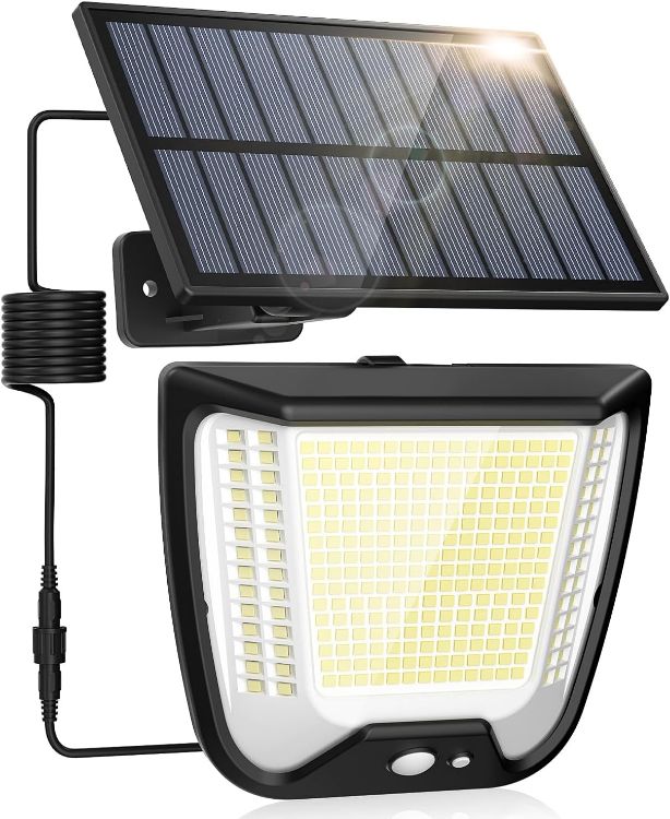 Picture of Outdoor Solar Powered Security Lights - 288 LED Solar Outdoor Garden Flood Light 3 Motion Sensor Mode Outside Solar Panel Floodlight 270° Lighting IP65 Waterproof for Garden Shed Yard Porch [Energy Class A+++]