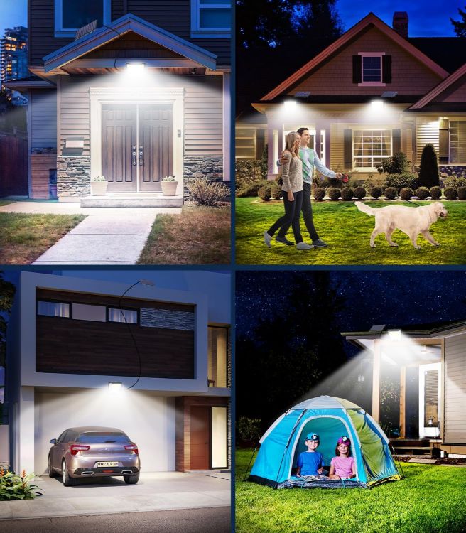 Picture of Outdoor Solar Powered Security Lights - 288 LED Solar Outdoor Garden Flood Light 3 Motion Sensor Mode Outside Solar Panel Floodlight 270° Lighting IP65 Waterproof for Garden Shed Yard Porch [Energy Class A+++]