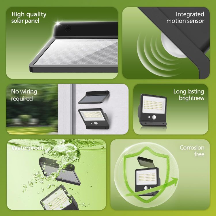 Picture of Philips Solar Security Outdoor LED 6500K, Solar-Powered Flood w/PIR Motion Sensor, Remote Control w/16ft Cable, IP65 Waterproof, 3 Modes (1) [Energy Class A]