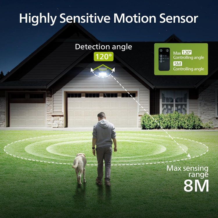 Picture of Philips Solar Security Outdoor LED 6500K, Solar-Powered Flood w/PIR Motion Sensor, Remote Control w/16ft Cable, IP65 Waterproof, 3 Modes (1) [Energy Class A]