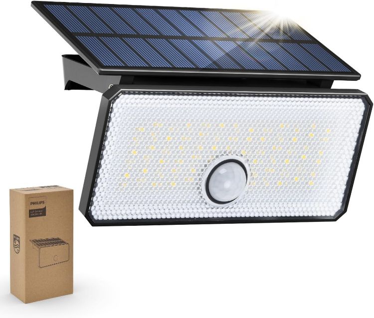 Picture of Philips Solar Motion Sensor Light Outdoor, 3 Modes, 1000LM 7000K Daylight, Waterproof Solar Powered Flood Light for Garden, Yard, Garage [Energy Class A]