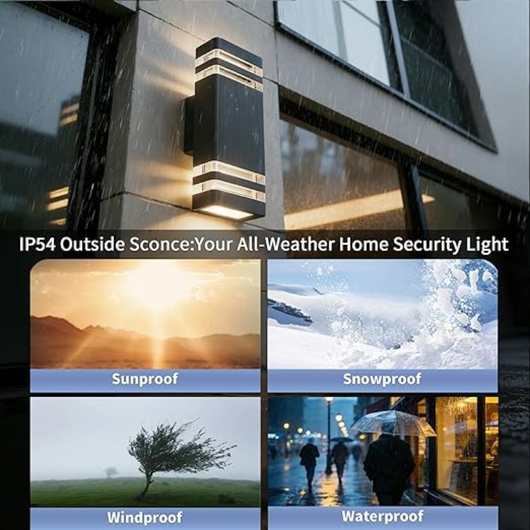 Picture of Outdoor Wall Lights Mains Powered Up Down Outside Light IP54 Waterproof Porch Front Door Light Modern Square Lighting Exterior Sconce Lamp incl. 4x5W 3000K GU10 Bulbs for House,Anthracite Grey 2 Pack 
