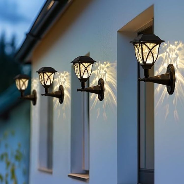 Picture of Solpex Solar Lights Outdoor Garden,2 Pack Solar Powered Outdoor Wall Lights, Waterproof Solar Fence Lights Decoration for Patio, Garage, Shed,Yard,Deck,Warm White [Energy Class A]