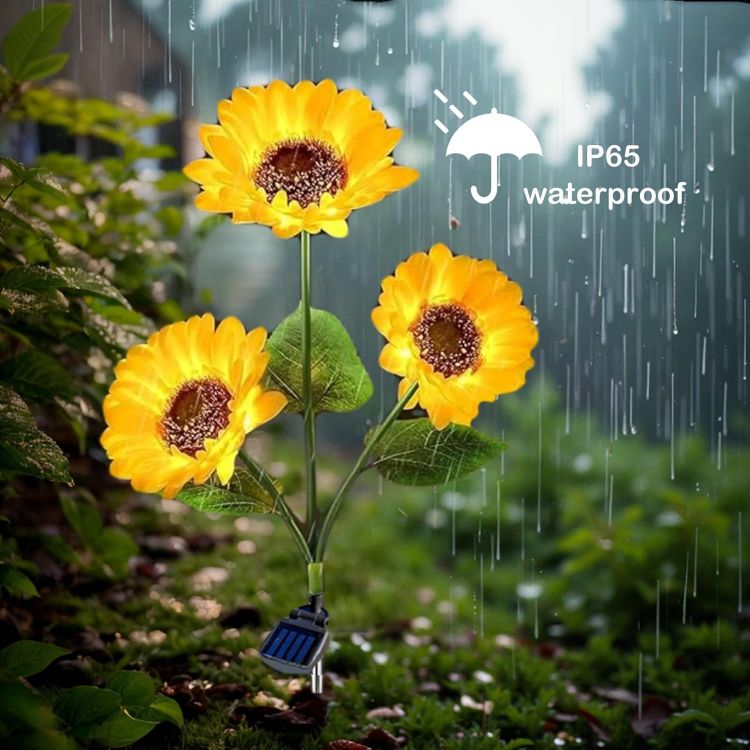 Picture of Hqynss Upgraded Solar Sunflower Lights for Garden Ornaments, Solar Lights Outdoor Garden, Waterproof IP65, for Yard Pathway Lawn Decorations, Birthday Christmas Lights Gardening Gifts (2 Pack)