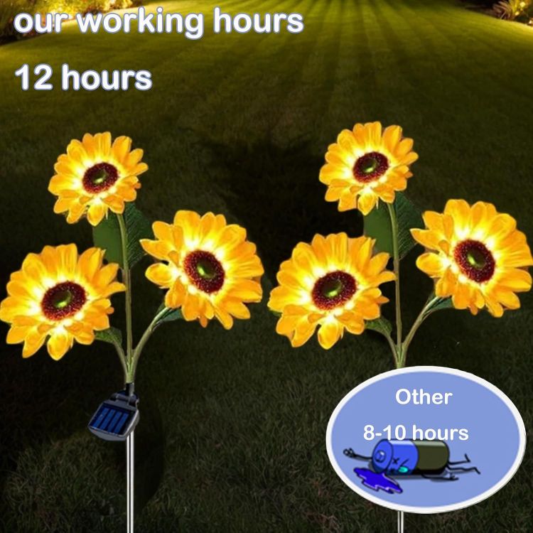 Picture of Hqynss Upgraded Solar Sunflower Lights for Garden Ornaments, Solar Lights Outdoor Garden, Waterproof IP65, for Yard Pathway Lawn Decorations, Birthday Christmas Lights Gardening Gifts (2 Pack)