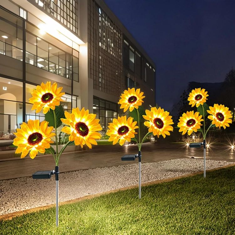 Picture of Hqynss Upgraded Solar Sunflower Lights for Garden Ornaments, Solar Lights Outdoor Garden, Waterproof IP65, for Yard Pathway Lawn Decorations, Birthday Christmas Lights Gardening Gifts (2 Pack)