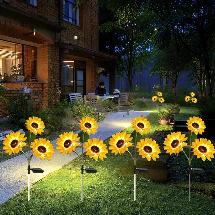 Picture of Hqynss Upgraded Solar Sunflower Lights for Garden Ornaments, Solar Lights Outdoor Garden, Waterproof IP65, for Yard Pathway Lawn Decorations, Birthday Christmas Lights Gardening Gifts (2 Pack)