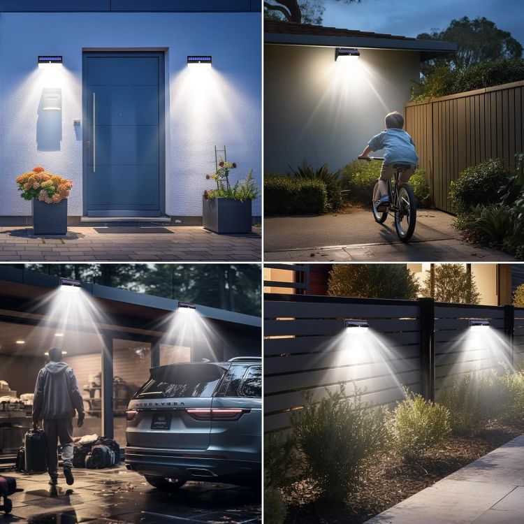 Picture of Peasur Solar Lights Outdoor Garden, 368LED Super Bright Solar Security Lights Outdoor Motion Sensor with 3 Modes, Outdoor Lights Waterproof IP65 for Front Door, Yard, Garage