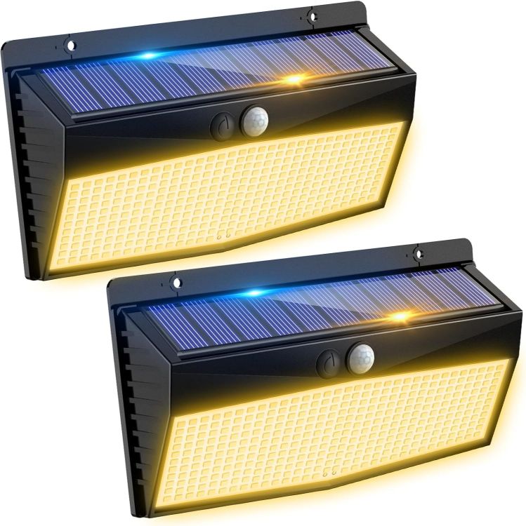 Picture of Peasur Solar Lights Outdoor Garden, Warm White 368LED Super Bright Solar Security Lights Outdoor Motion Sensor with 3 Modes, Outdoor Lights Waterproof