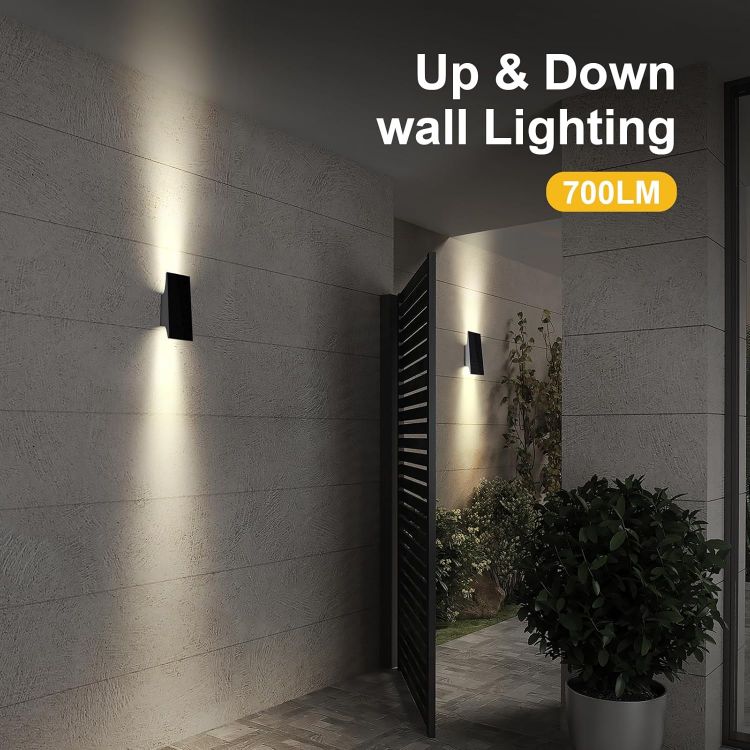 Picture of SOTTLOT Solar Outdoor Lights, 3000K 700LM Solar Wall Lights Outdoor Up and Down, Dimmable Solar Sconce Lights, IP65 Waterproof Outdoor Solar Lights for Yard Patio Garage Porch, 1pcs | 4 Modes, Dusk to Dawn Solar Sconce Light, IP65 Waterproof, Easy to Install, Outdoor Solar Lights for Yard Patio Garage Porch
