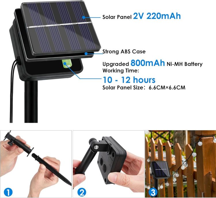 Picture of Solar Lights Outdoor Garden 8M 30LED, Waterproof LED Solar String Lights, Solar Fairy Lights 8 Mode, Crystal Ball Garden Lights for Patio, Yard, Gazebo, Tree, Wedding, Festival Decorative [Energy Class A++]