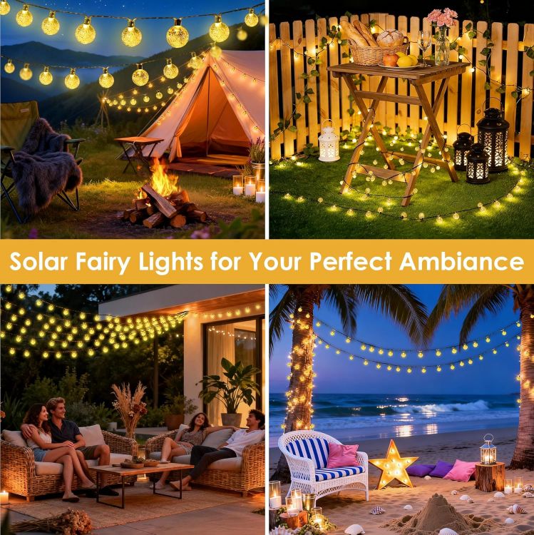 Picture of Solar Lights Outdoor Garden 8M 30LED, Waterproof LED Solar String Lights, Solar Fairy Lights 8 Mode, Crystal Ball Garden Lights for Patio, Yard, Gazebo, Tree, Wedding, Festival Decorative [Energy Class A++]