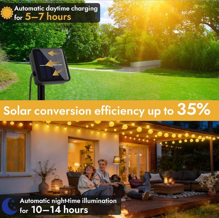 Picture of Solar Lights Outdoor Garden 8M 30LED, Waterproof LED Solar String Lights, Solar Fairy Lights 8 Mode, Crystal Ball Garden Lights for Patio, Yard, Gazebo, Tree, Wedding, Festival Decorative [Energy Class A++]