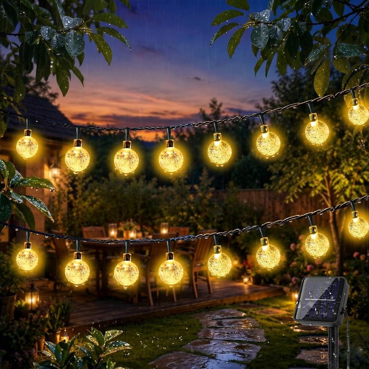 Picture of Solar Lights Outdoor Garden 8M 30LED, Waterproof LED Solar String Lights, Solar Fairy Lights 8 Mode, Crystal Ball Garden Lights for Patio, Yard, Gazebo, Tree, Wedding, Festival Decorative [Energy Class A++]
