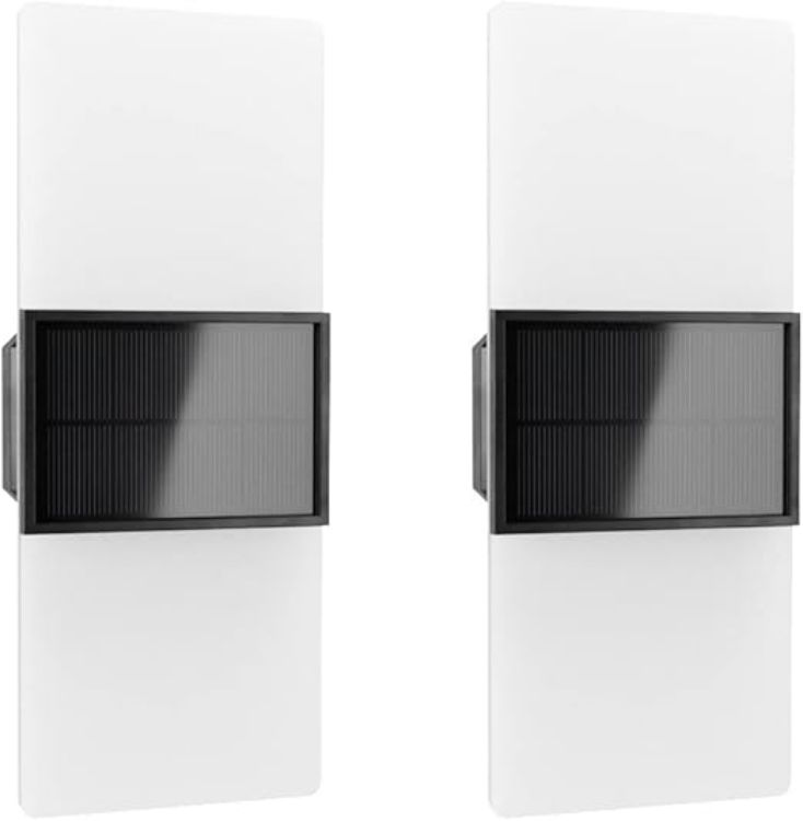 Picture of SolarCentre® Gemini Set of 2 White & Warm White Outdoor Solar Powered Wall Lights (20cm)