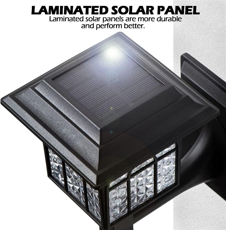 Picture of LeiDrail Solar Fence Lights Solar Lights Outdoor Garden LED Solar Powered Outdoor Wall Lights Waterproof Decor for Patio Yard Warm White 2 Pack