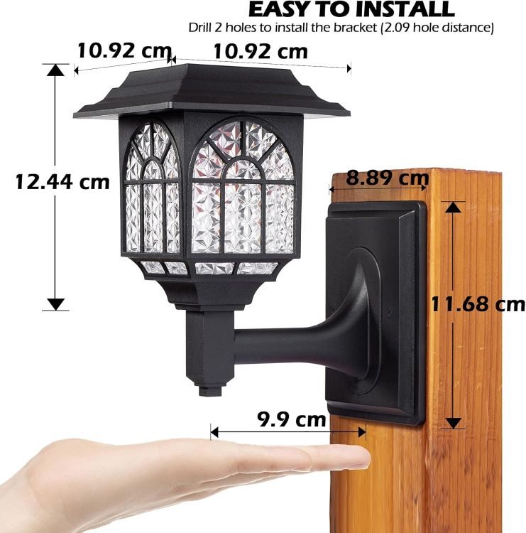 Picture of LeiDrail Solar Fence Lights Solar Lights Outdoor Garden LED Solar Powered Outdoor Wall Lights Waterproof Decor for Patio Yard Warm White 4 Pack