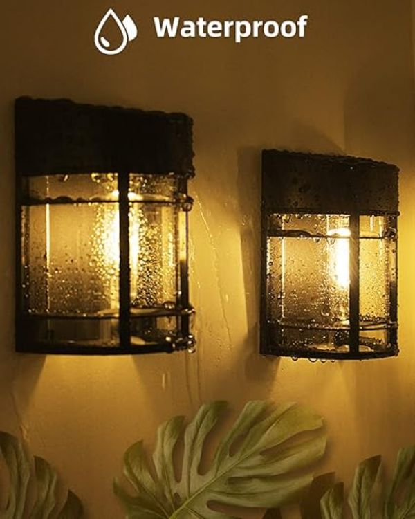 Picture of btfarm 【2 Pack】 Solar Fence Lights Outdoor Garden, Solar Outdoor Wall Lights Waterproof Retro LED Wall Lights for Garden Fence Patio Decking Gate Yard Decoration (Warm White) 