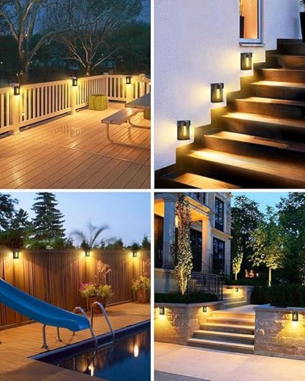 Picture of btfarm 【2 Pack】 Solar Fence Lights Outdoor Garden, Solar Outdoor Wall Lights Waterproof Retro LED Wall Lights for Garden Fence Patio Decking Gate Yard Decoration (Warm White) 