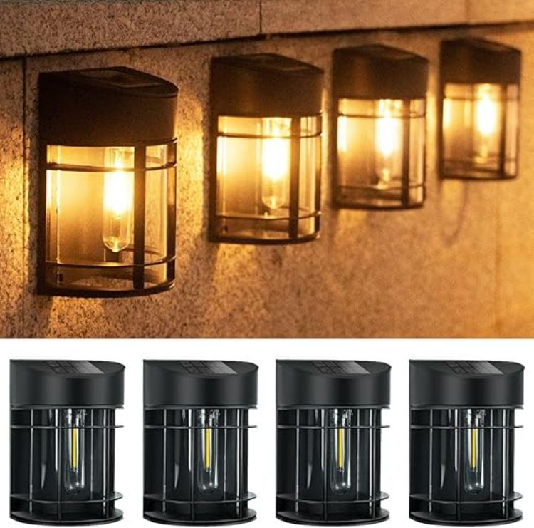 Picture of btfarm 【2 Pack】 Solar Fence Lights Outdoor Garden, Solar Outdoor Wall Lights Waterproof Retro LED Wall Lights for Garden Fence Patio Decking Gate Yard Decoration (Warm White) 