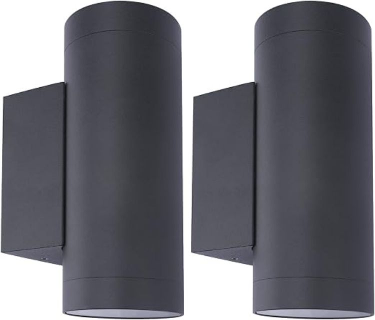 Picture of Klighten 2 pcs Black Outdoor Wall Light IP65 Up Down Outside Wall Lighting Modern Aluminum Wall Lamp for Garden Entrance Corridor Courtyard, Socket GU10, Bulb not Included 