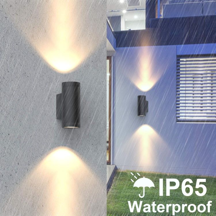 Picture of Klighten 2 pcs Black Outdoor Wall Light IP65 Up Down Outside Wall Lighting Modern Aluminum Wall Lamp for Garden Entrance Corridor Courtyard, Socket GU10, Bulb not Included 