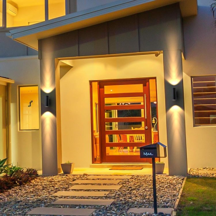 Picture of Klighten 2 pcs Black Outdoor Wall Light IP65 Up Down Outside Wall Lighting Modern Aluminum Wall Lamp for Garden Entrance Corridor Courtyard, Socket GU10, Bulb not Included 
