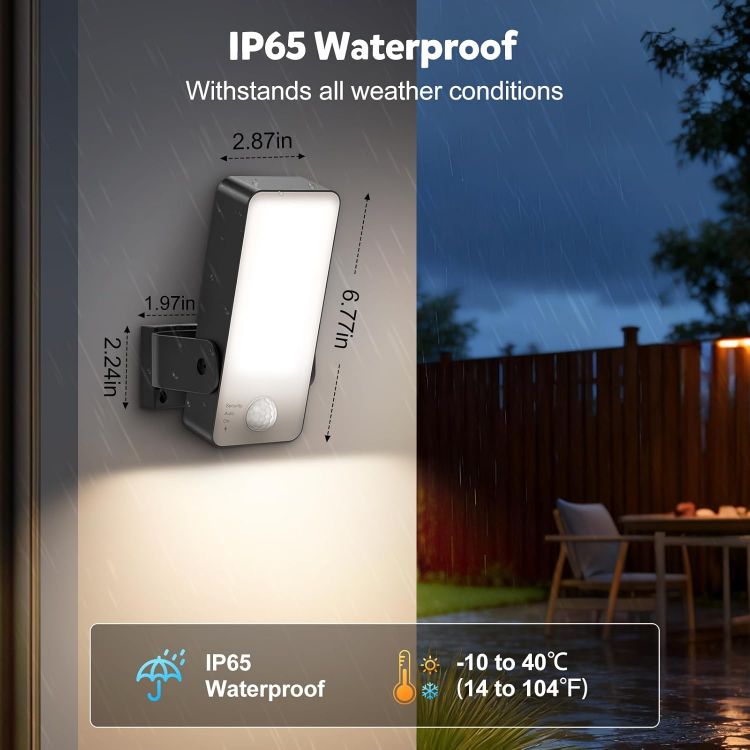 Picture of Motion Sensor Lights Outdoor, 10000mAh Rechargeable Wall Lights Battery Operated with Remote 3 Modes,3000-6000K Dimmable Timer, IP65 Waterproof LED Security Lights for Garden,Patio,Garage - 1 Pack [Energy Class A]
