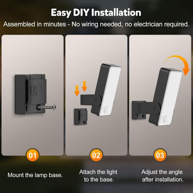 Picture of Motion Sensor Lights Outdoor, 10000mAh Rechargeable Wall Lights Battery Operated with Remote 3 Modes,3000-6000K Dimmable Timer, IP65 Waterproof LED Security Lights for Garden,Patio,Garage - 1 Pack [Energy Class A]