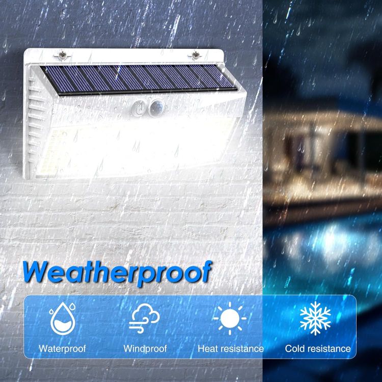 Picture of Peasur Solar Lights Outdoor Garden, White Frame 368LED Super Bright Solar Security Lights Outdoor Motion Sensor with 3 Modes, Outdoor Lights Waterproof IP65