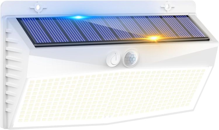 Picture of Peasur Solar Lights Outdoor Garden, White Frame 368LED Super Bright Solar Security Lights Outdoor Motion Sensor with 3 Modes, Outdoor Lights Waterproof IP65