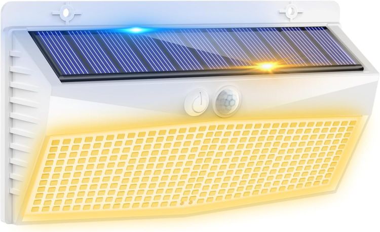Picture of Solar Lights Outdoor Garden, White Frame/Warm White 368LED Super Bright Solar Security Lights Outdoor Motion Sensor with 3 Modes, Outdoor Lights Waterproof