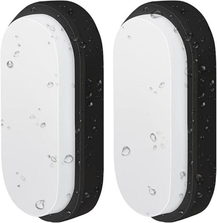 Picture of 14W Outside Black Led Oval Bulkhead Light,Ip54 Waterproofled Porch Sconce Lighting, Outdoor LED Wall Light,Ceiling Light,1400LM,4000K Natural White Bathroom Ceiling Light,220-240V(1 Pack)