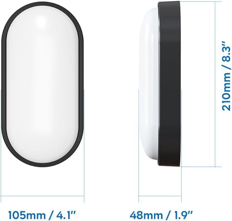 Picture of 14W Outside Black Led Oval Bulkhead Light,Ip54 Waterproofled Porch Sconce Lighting, Outdoor LED Wall Light,Ceiling Light,1400LM,4000K Natural White Bathroom Ceiling Light,220-240V(1 Pack)