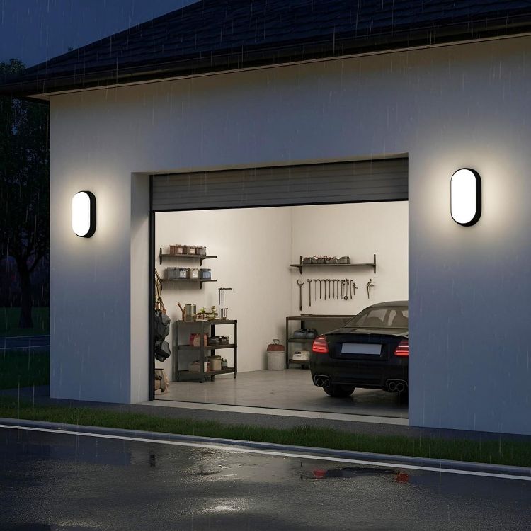 Picture of 14W Outside Black Led Oval Bulkhead Light,Ip54 Waterproofled Porch Sconce Lighting, Outdoor LED Wall Light,Ceiling Light,1400LM,4000K Natural White Bathroom Ceiling Light,220-240V(1 Pack)