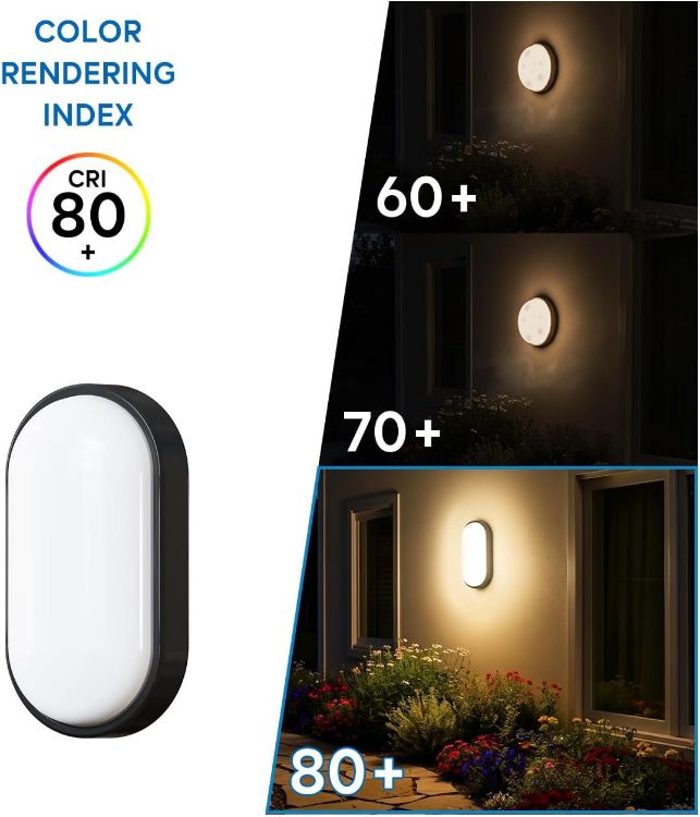Picture of 14W Outside Black Led Oval Bulkhead Light,Ip54 Waterproofled Porch Sconce Lighting, Outdoor LED Wall Light,Ceiling Light,1400LM,4000K Natural White Bathroom Ceiling Light,220-240V(1 Pack)