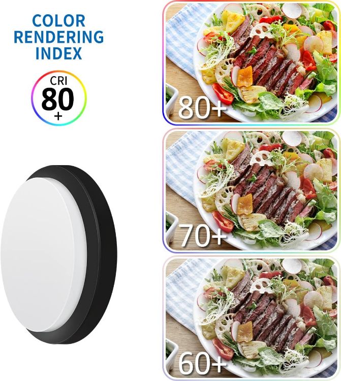 Picture of 13W Outside Black Bulkhead Lights, IP54 Led Round Porch Light,980LM,4000K Natural White Sauna Wall Light,Waterproof Porch Sconce Lights fo,Kitchen, Bedroom,Living Room,220-240V