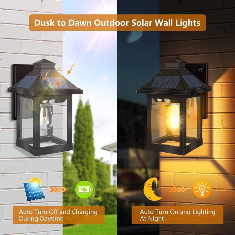 Picture of COLBOR Solar Wall Lantern Outdoor (1 Pack), Vintage Motion Sensor Light with 3 Smart Lighting Modes, IP65 Waterproof LED Solar Powered Outside Light for Garden Garage Patio Yard 