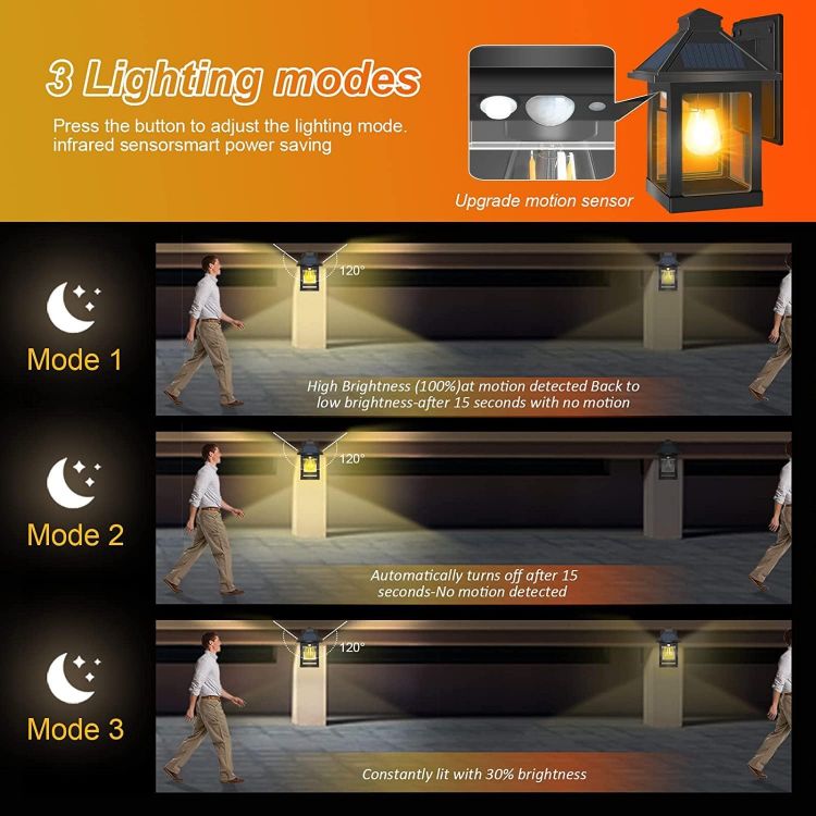 Picture of COLBOR Solar Wall Lantern Outdoor (1 Pack), Vintage Motion Sensor Light with 3 Smart Lighting Modes, IP65 Waterproof LED Solar Powered Outside Light for Garden Garage Patio Yard 