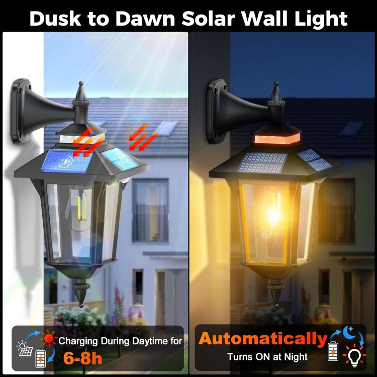 Picture of COLBOR Vintage Solar Security Light, Sensor Solar Light with 3 Lighting Modes, Outdoor Wall Lamp IP65 Waterproof for Garden Yard Fence 