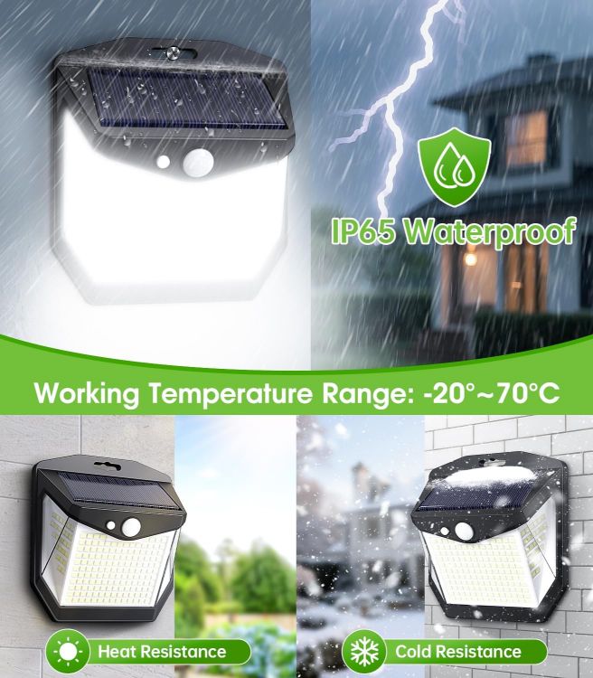 Picture of Solar Security Lights Outdoor Garden - 248 LED Outdoor Garden Wall Lights 3 Modes Motion Sensor Outside Solar Panel Powered Flood Light IP65 Waterproof for Garage Yard Fence Front Door 2 Pack 