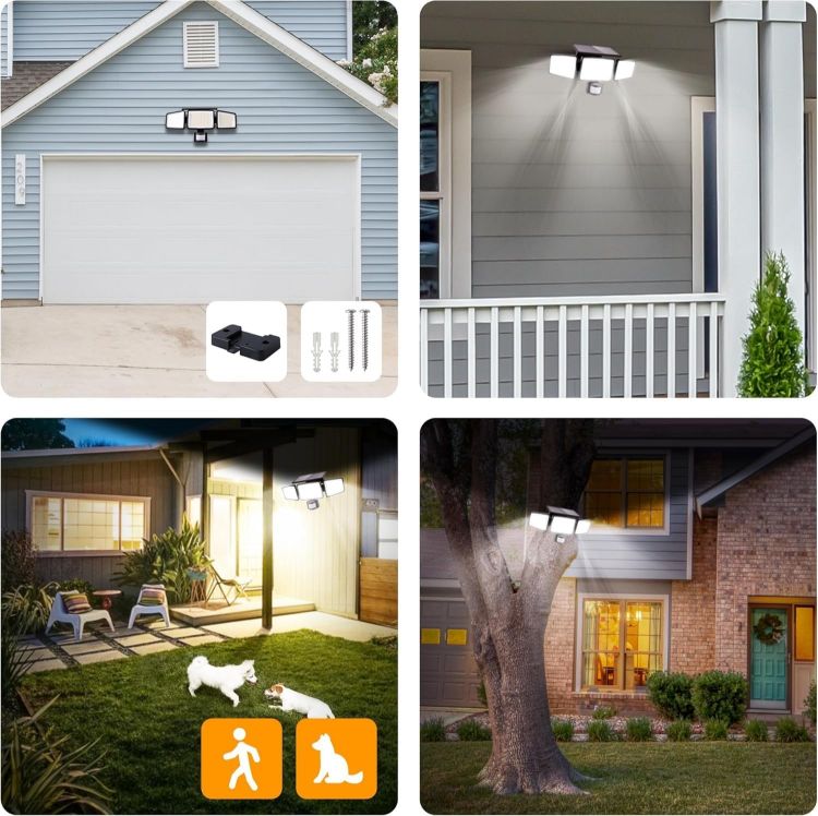 Picture of Solar Outdoor Security Light 302 LED 1500LM, Motion Sensor Waterproof Solar Flood Light, 3 Heads 270° Wide Angle 3 Modes for Garden Patio Yard [Energy Class A]
