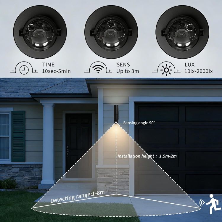 Picture of Motion Sensor Outdoor Wall Lights Up and Down, Incl. 2x5w 3000K GU10 Bulbs,Stainless Steel PIR Outside Light Mains Powered, IP54 Waterproof Front Door Lamp Porch [Energy Class F]